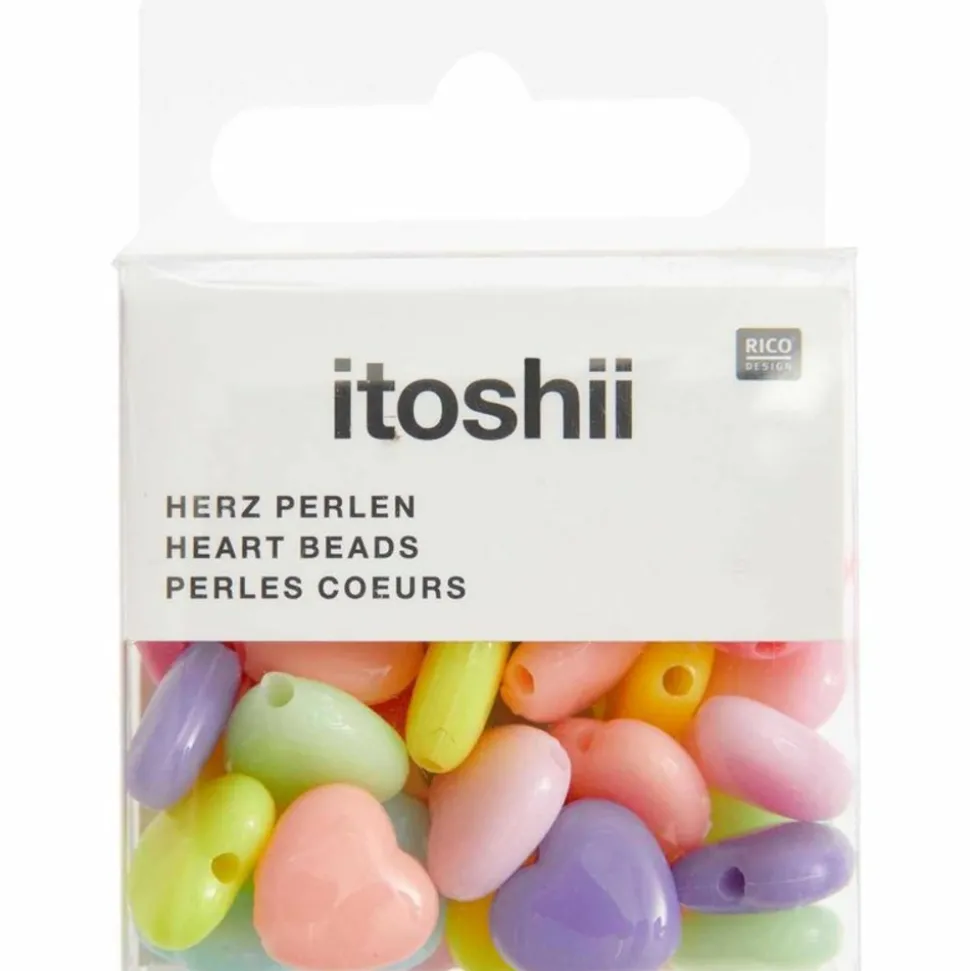 RICO DESIGN - 35 perles coeur 12 mm - pastel