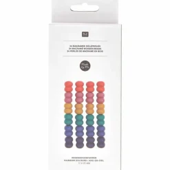 RICO DESIGN - 24 perles rondes doubles - bois arc-en-ciel - 22 mm