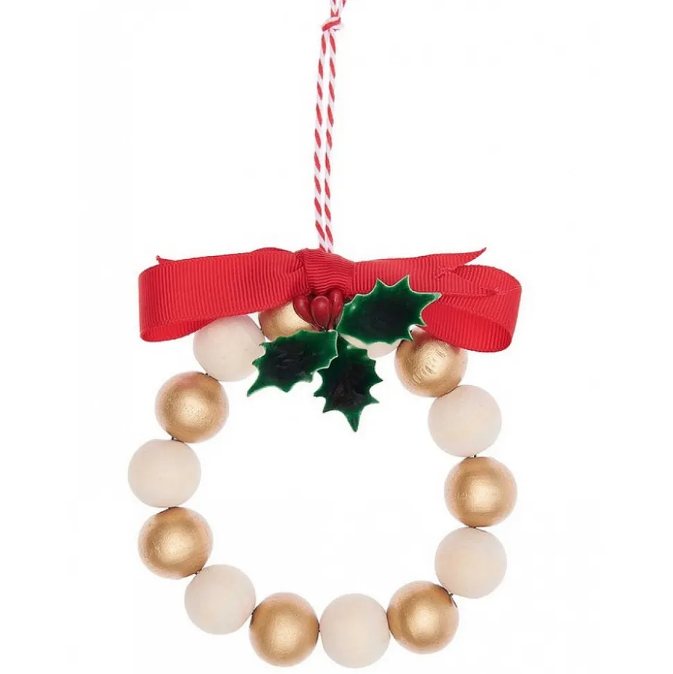RICO DESIGN - Kit de création diy : couronne en perles en bois naturel et doré