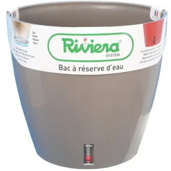 RIVIERA - Pot Réserve d'eau Eva New en polypropylène 100% recyclable Taupe Ø35cm