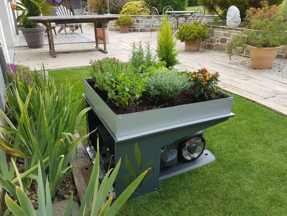 ROBOT PROTECT - Abri Robot Tondeuse Life Jardinière 2 en 1 multimarque 73,5 x 59 x 40 cm | Résistant aux intempéries Protection UV | Made in Europe