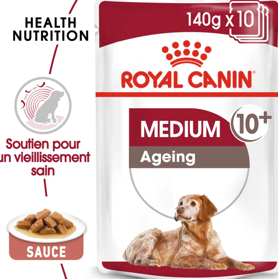 ROYAL CANIN - Bouchées en sauce Medium Ageing 10+ pour chien 10X140g