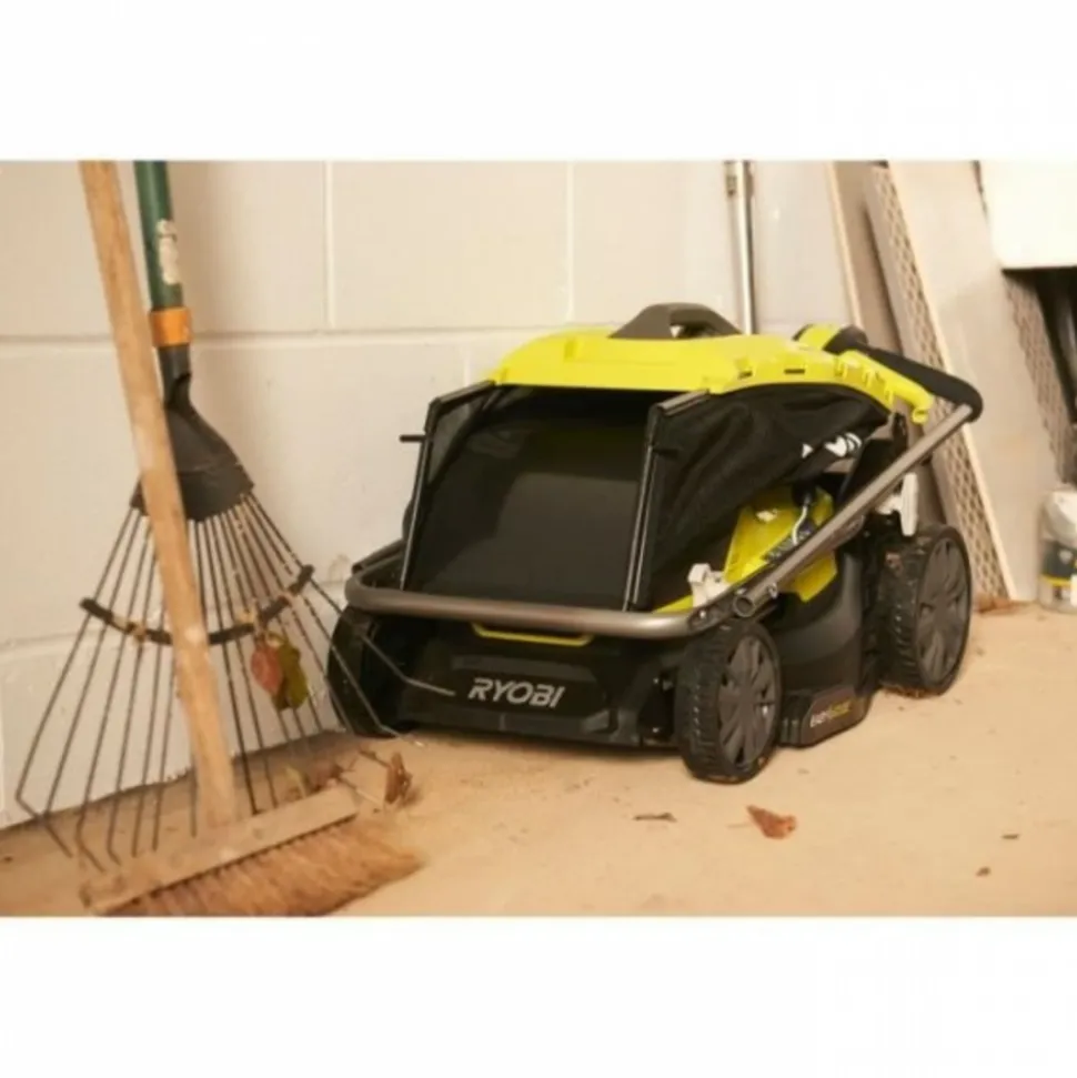 RYOBI - Tondeuse a gazon - poussée 18v one+ - brushless - ø coupe 37 cm - ramassage et mulching + batterie 5,0 ah & chargeur - ry1