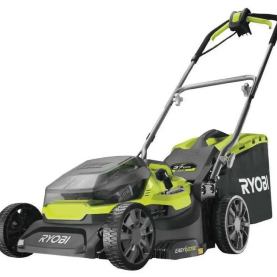 RYOBI - Tondeuse a gazon - poussée hybride 36v (alimentation par 2 batteries one+™) - coupe 37 cm + 2 batteries 5 ah & charg. - ry