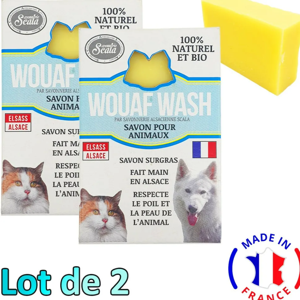 SCALA - Lot de 2 savons bio wouaf wash pour tous les animaux