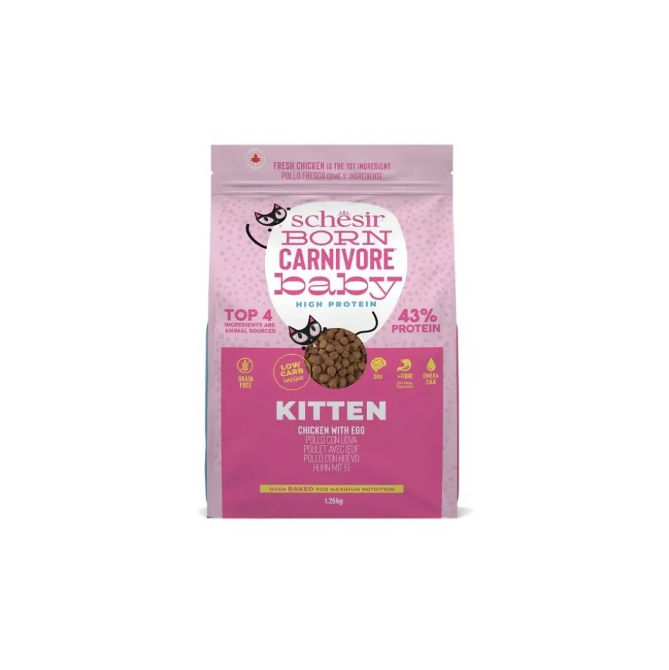 SCHESIR - Croquettes chaton baby poulet et œuf - schesir born carnivore 1,25kg