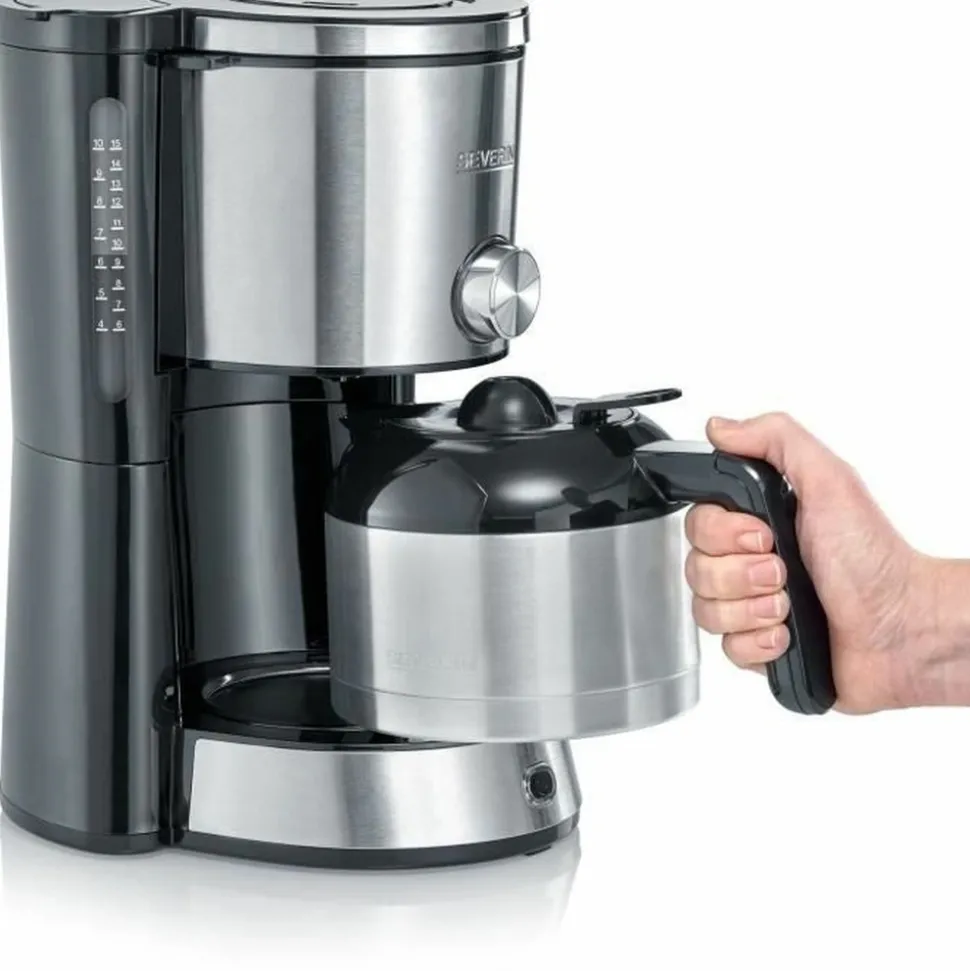 SEVERIN - Cafetière filtre isotherme - 8 tasses - 1 l - 1 000 w - sélecteur d'arôme - inox/noir