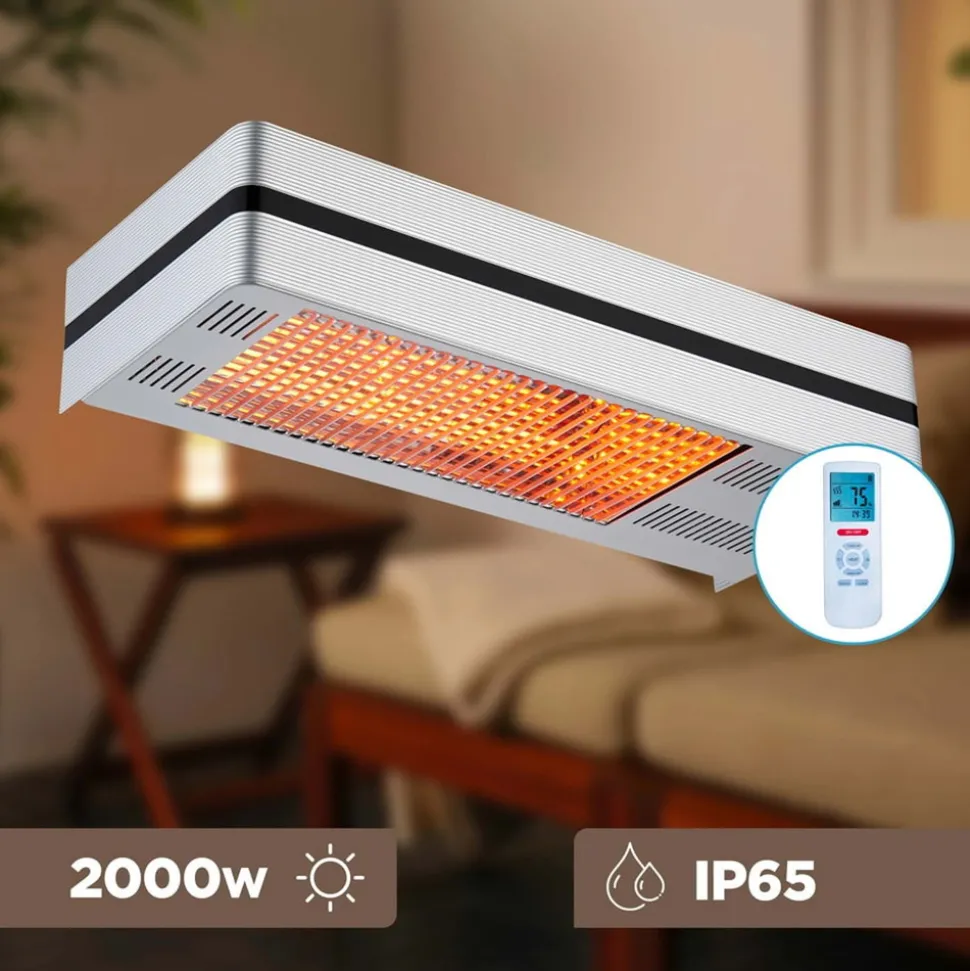 SINED - Chauffage de terrasse infrarouge argente 2000w sined caldo i box