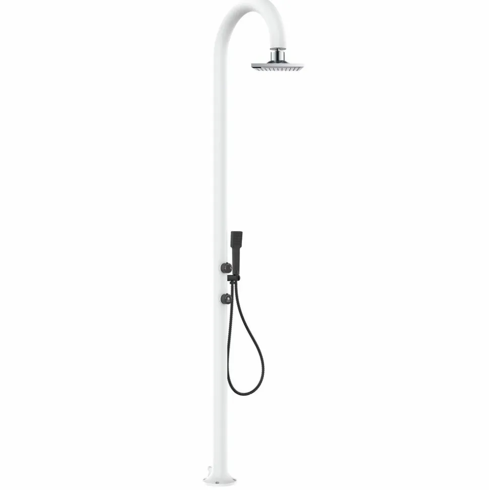 SINED - Douche blanche alu avec led douchette capteur et double arrivee