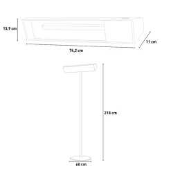 SINED - Radiateur infrarouge wifi avec pôle 2000w verre noir chaud sined