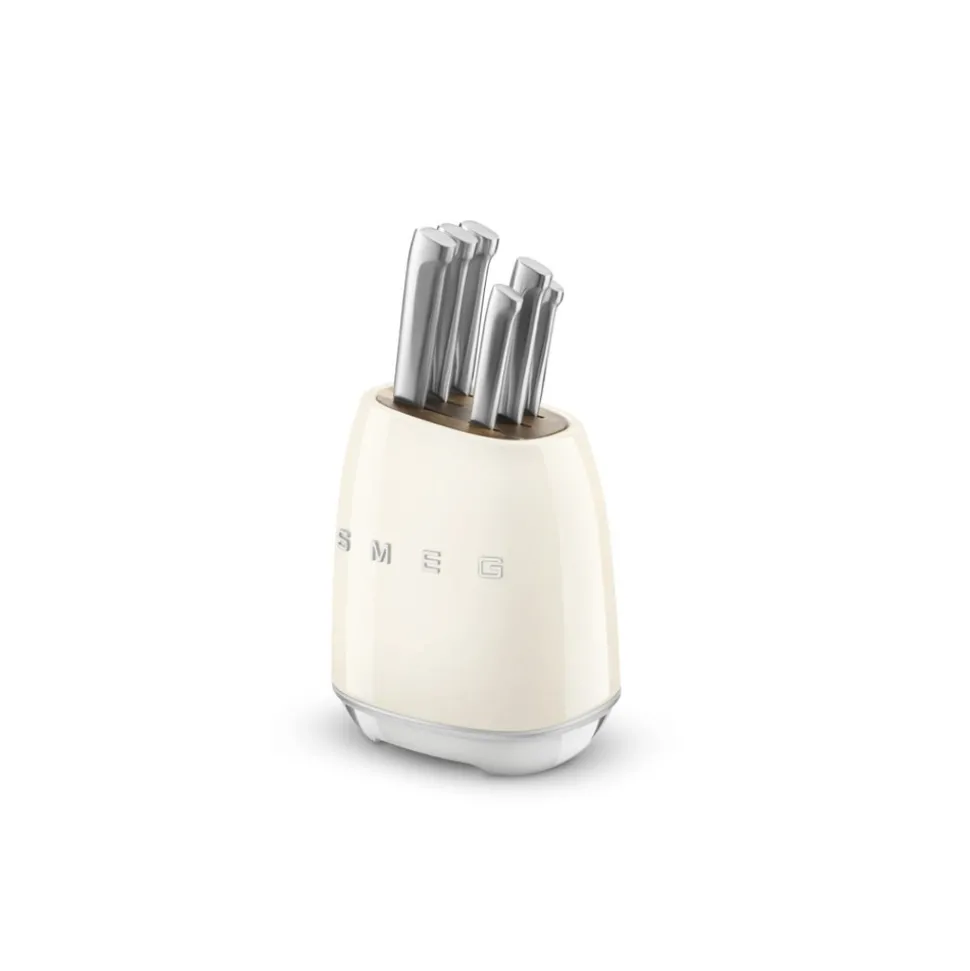 Smeg bloc de 6 couteaux crème - kbsf02cr
