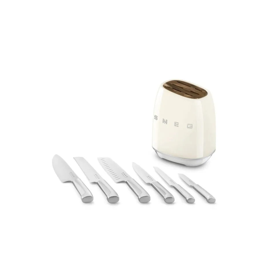 Smeg bloc de 6 couteaux crème - kbsf02cr