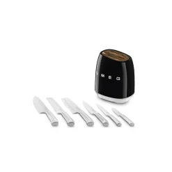 Smeg bloc de 6 couteaux noir - kbsf02bl