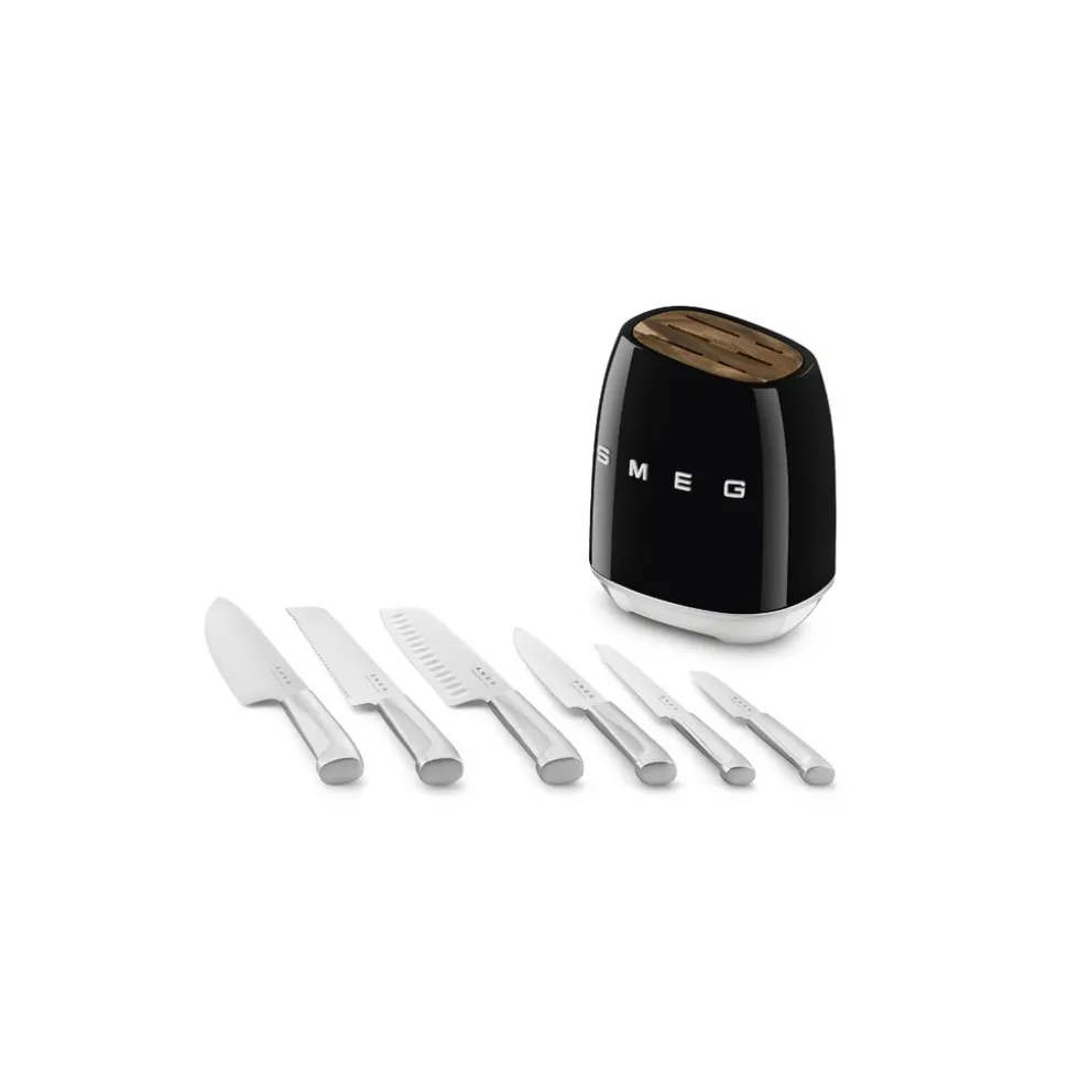 Smeg bloc de 6 couteaux noir - kbsf02bl
