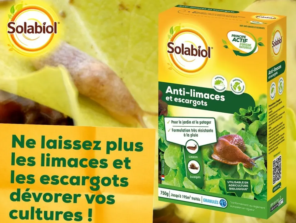 SOLABIOL - Solabiol anti-limaces & escargots - 2x750g - granulés - résistant à la