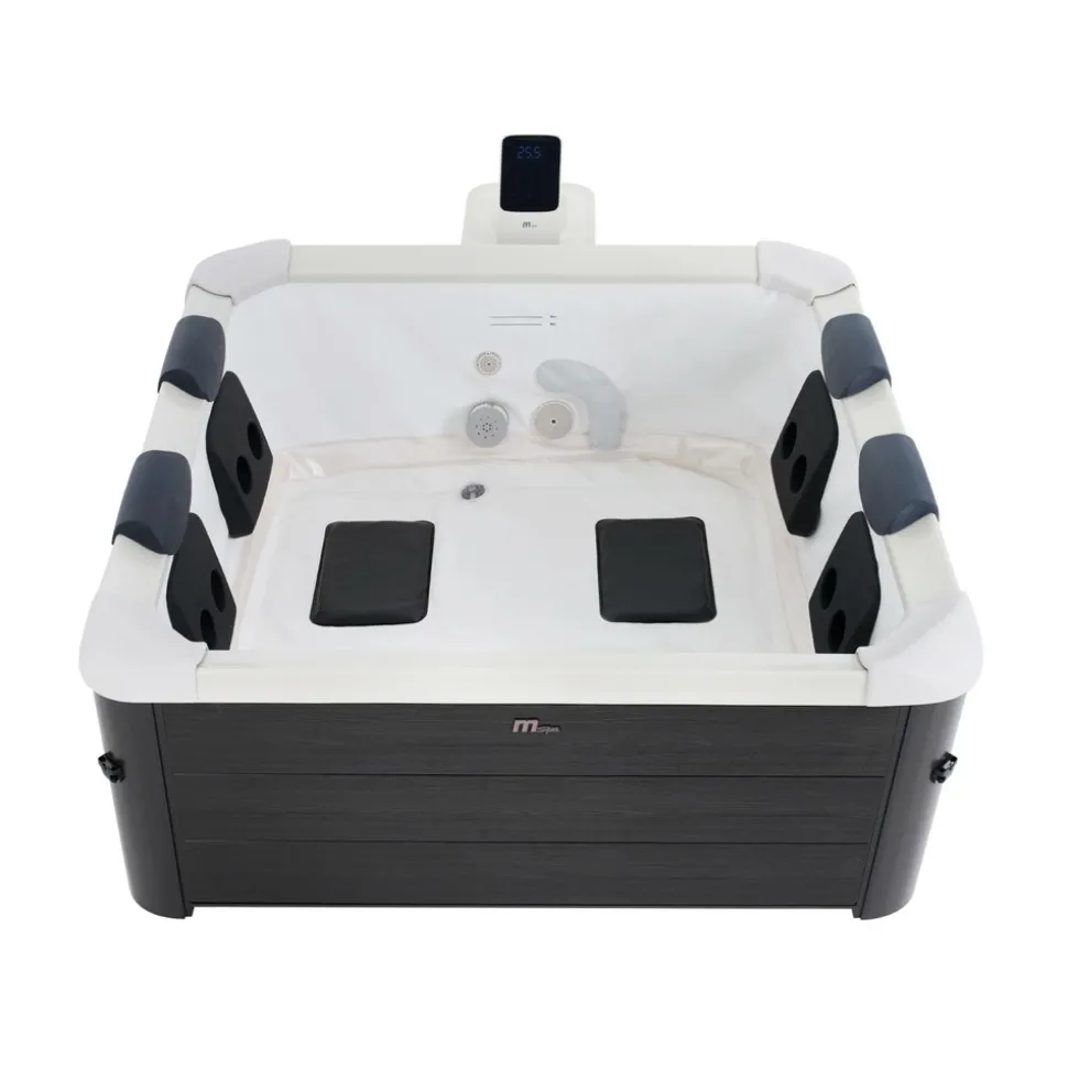 Spa rigide oslo plus mspa 6 personnes gris. 4 coussins. Bâche incluse. Hydromassages système. 180 x 180 x 65 cm