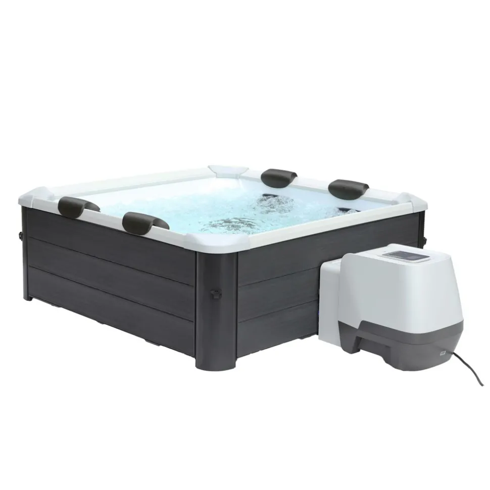 Spa rigide oslo plus mspa 6 personnes gris. 4 coussins. Bâche incluse. Hydromassages système. 180 x 180 x 65 cm