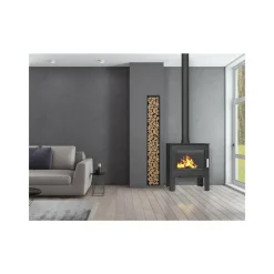 SUPRA - Fr9016140b-poêle à bois-vision horizontale - fonte - noir - sortie arri supra - odelya