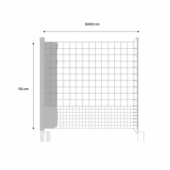 SWEEEK - Kit filet clôtures pour poules 50m avec 14 piquets double pointes. Modulable. Porte d'accès. Sardines incluses