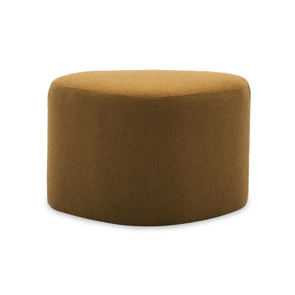 SWEEEK - Tabouret. Pouf en forme de galet en tissu moutarde. Tao l 60 x p 44 x h 40cm