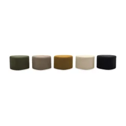 SWEEEK - Tabouret. Pouf en forme de galet en tissu moutarde. Tao l 60 x p 44 x h 40cm