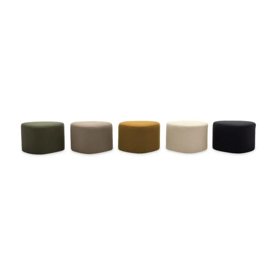 SWEEEK - Tabouret. Pouf en forme de galet en tissu moutarde. Tao l 60 x p 44 x h 40cm
