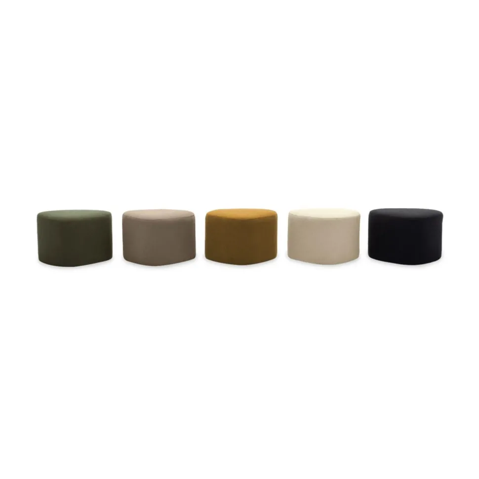 SWEEEK - Tabouret. Pouf en forme de galet en tissu beige. Tao l 60 x p 44 x h 40cm