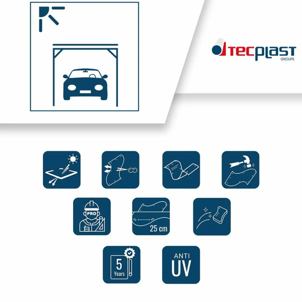 TECPLAST - Bâche carport micro-perforée tecplast mp460cp 4x5 m - grise - garantie 5 ans