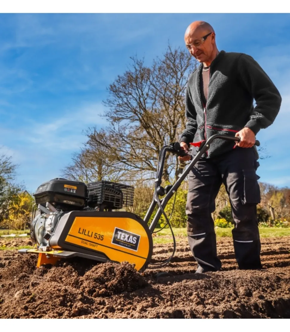 TEXAS - Motobineuse thermique puissante 4kw, 212cc, largeur de travail jusqu'à 85 cm - texas lilli 535tg dual shaft