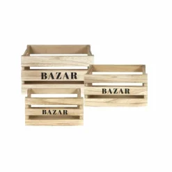 THE HOME DECO FACTORY - Cagettes en bois bazar (lot de 3)