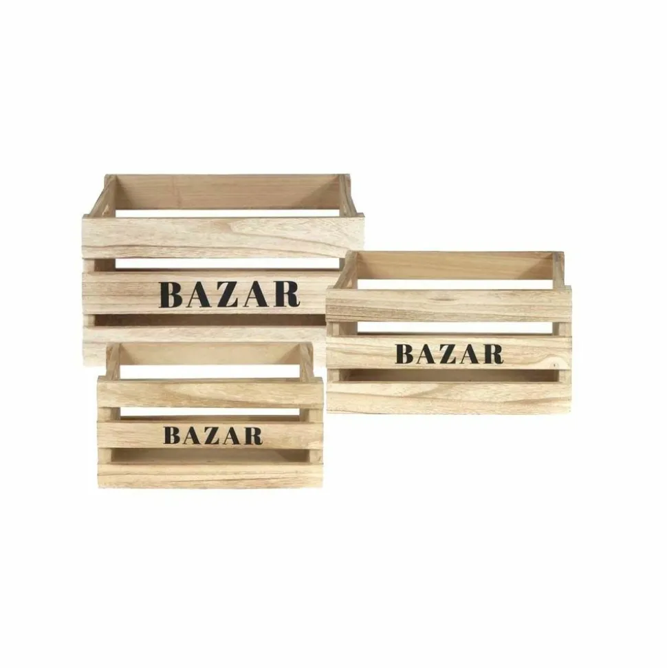 THE HOME DECO FACTORY - Cagettes en bois bazar (lot de 3)
