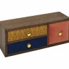 THE HOME DECO FACTORY - Petit rangement 3 tiroirs en velours coloré