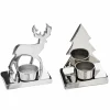 TOILINUX - 2 photophores de noël design métal terre sauvage - argent