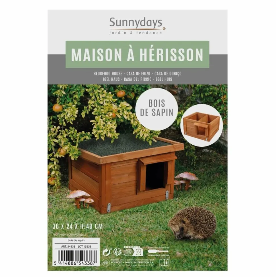 TOILINUX - Maison à hérisson en bois naturel