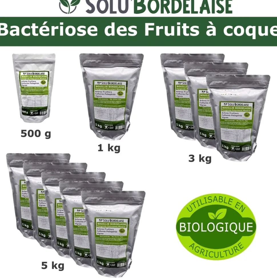 TOUT POUR LES NUISIBLES - Solu'bordelaise - 1 kg de bouillie bordelaise - bactériose des fruits à coque - utilisable agriculture biologique