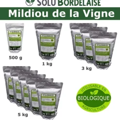 TOUT POUR LES NUISIBLES - Solu'bordelaise - 3 kg de bouillie bordelaise - mildiou de la vigne - utilisable agriculture biologique - 3 sachets de 1 kg