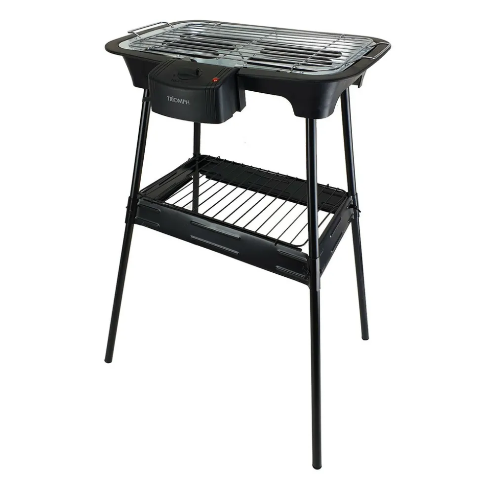 TRIOMPH - Barbecue électrique sur pieds ou sur table - triomph etf1526 - 2000w - intérieur et extérieur