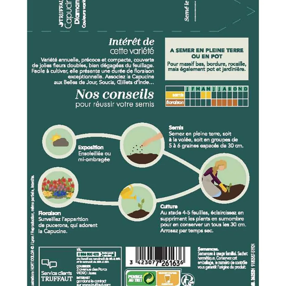 TRUFFAUT - Capucine naine à fleur double Diamant couleur variée : en sachet