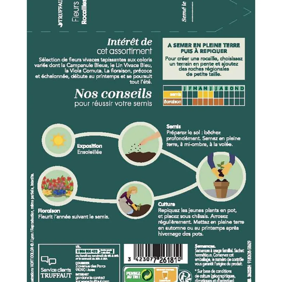 TRUFFAUT - Fleurs vivaces en mélange massifs et rocailles : grand sachet