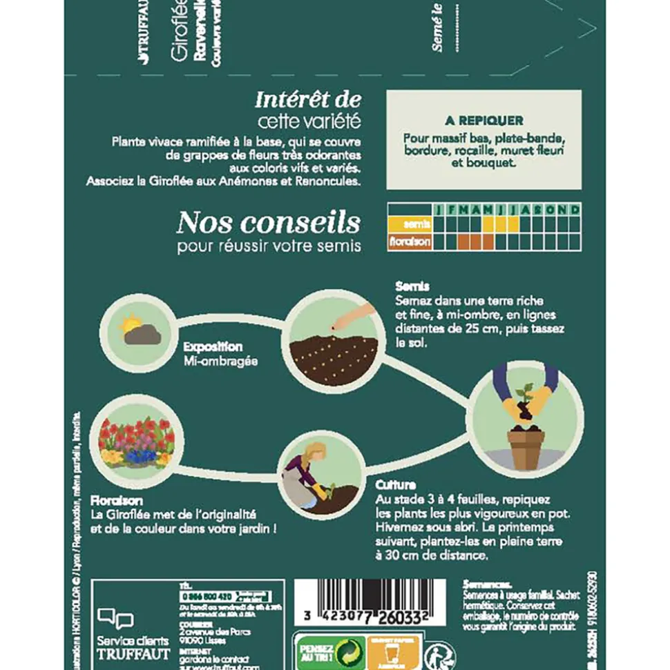 TRUFFAUT - Giroflée Ravenelle "simple" variée 1 g