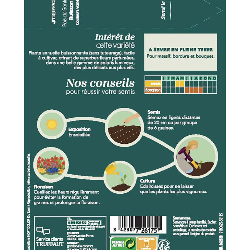 TRUFFAUT - Pois De Senteur Couleurs Variées : En sachet