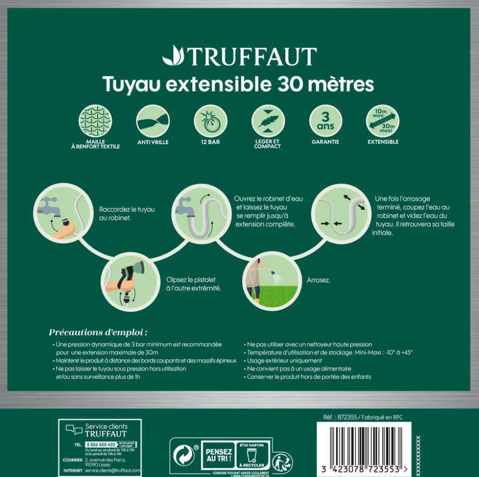 TRUFFAUT - Tuyau d'arrosage extensible 30m
