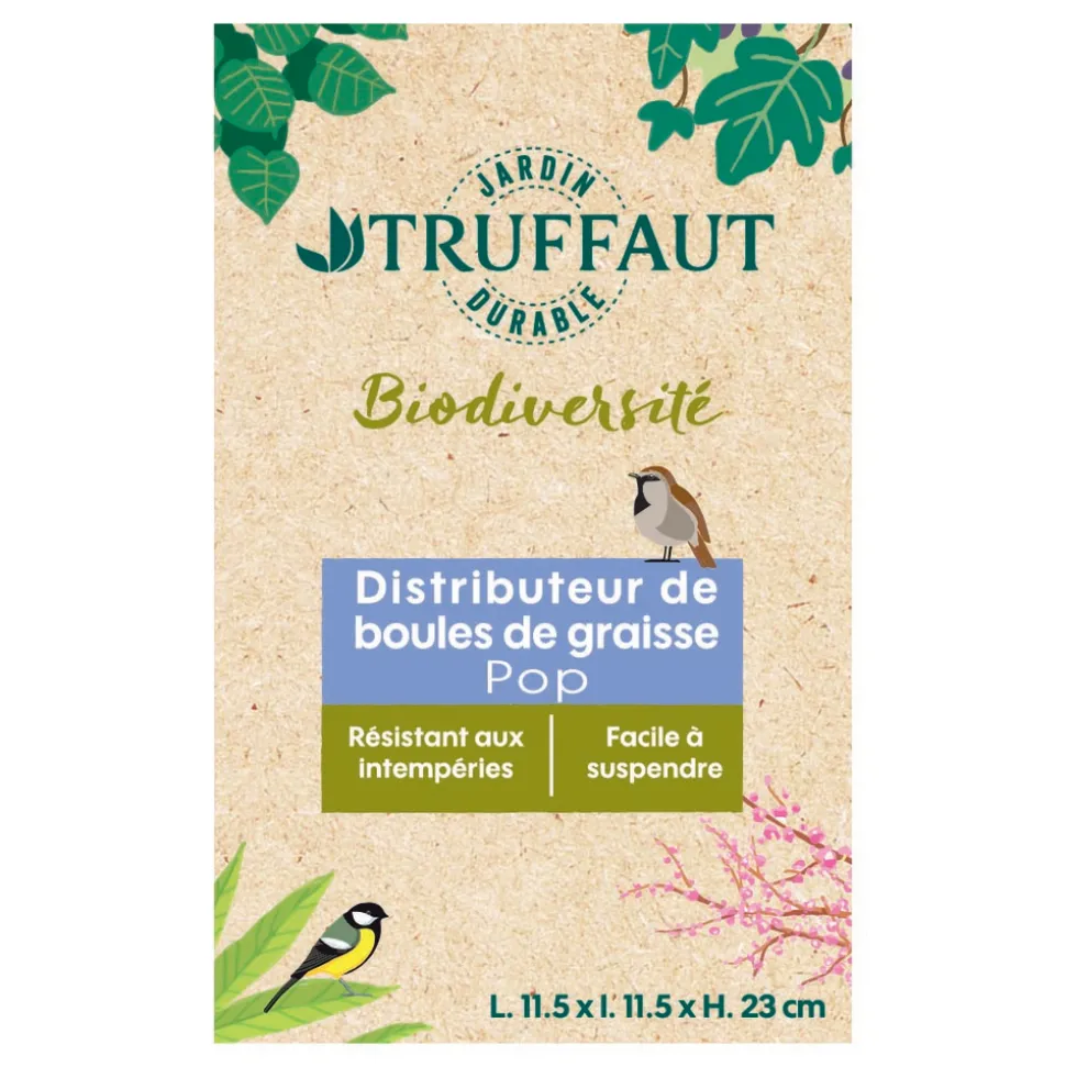 TRUFFAUT BIODIVERSITÉ - Distributeur de boules de graisse Pop en métal pour oiseaux