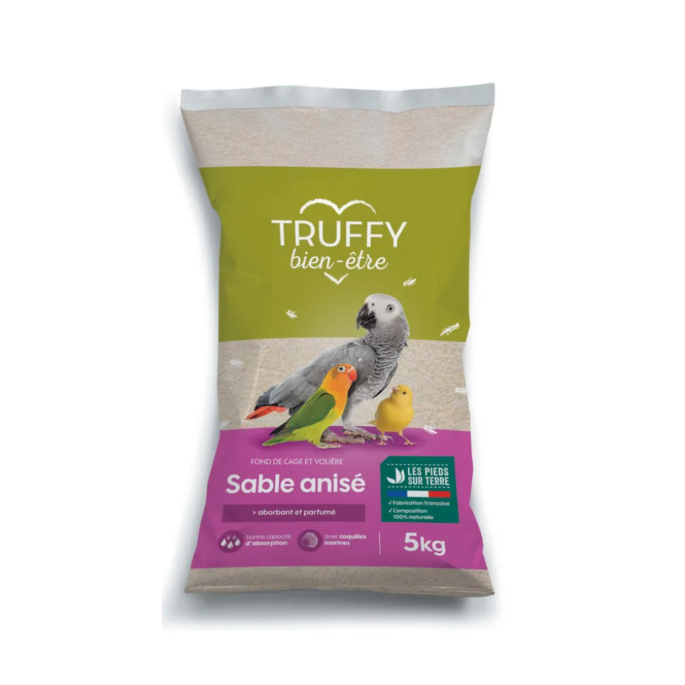 TRUFFY - Sable anisé de fond de cage pour oiseaux 5 kg