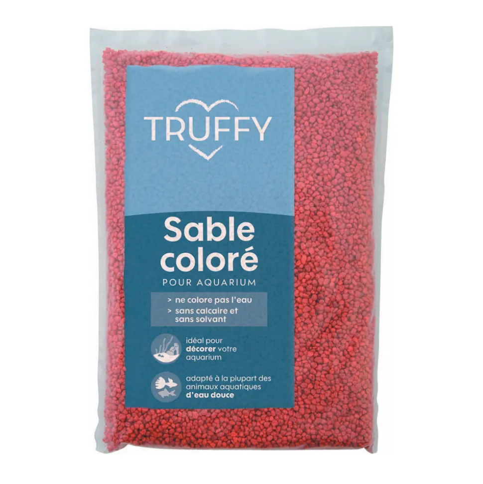 TRUFFY - Sable coloré pour aquarium d'eau douce Truffy rouge 1Kg