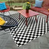 UNAMOURDETAPIS - Tapis extérieur, kilim reversible 120x170 motif damier a reversible noir et blanc