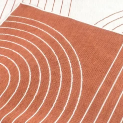 UNAMOURDETAPIS - Tapis extérieur, kilim reversible 120x170 an reversible terracota et crème
