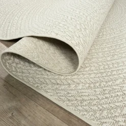 UNAMOURDETAPIS - Tapis extérieur intérieur 140x200 lyn13 rezy aspect jute motif rond ton sur ton
