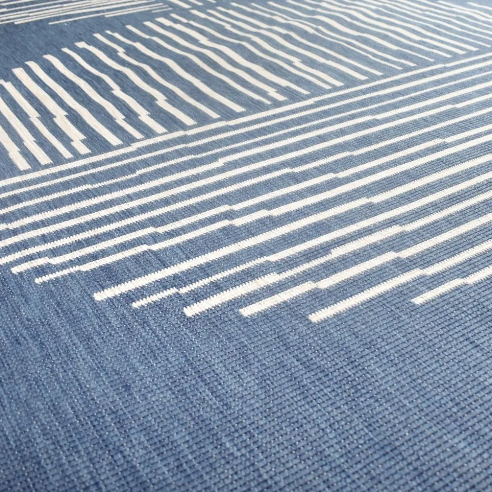 UNAMOURDETAPIS - Tapis extérieur, kilim reversible 120x170 av reversible bleu et crème