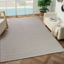 UNAMOURDETAPIS - Très grand tapis salon 240x330 lyn9 e crème, tapis ton sur ton moderne